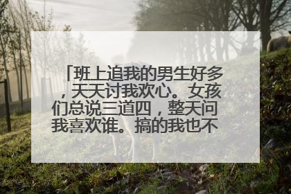 班上追我的男生好多,天天讨我欢心。女孩们总说三道四,整天问我喜欢谁。搞的我也不知道喜欢谁了