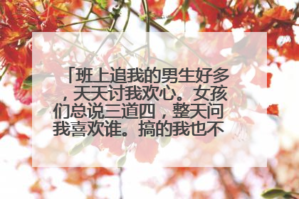 班上追我的男生好多,天天讨我欢心。女孩们总说三道四,整天问我喜欢谁。搞的我也不知道喜欢谁了