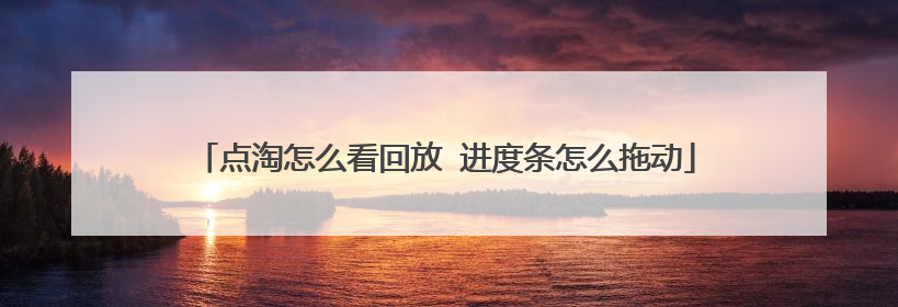 点淘怎么看回放 进度条怎么拖动
