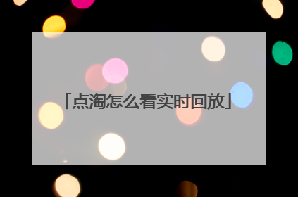 点淘怎么看实时回放