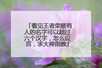 看见王者荣耀有人的名字可以超过六个汉字,怎么设置,求大神指教