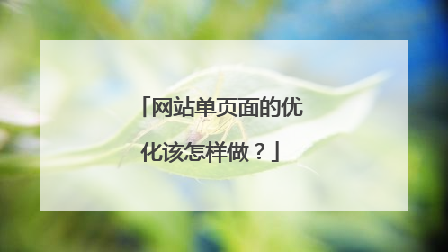 网站单页面的优化该怎样做?