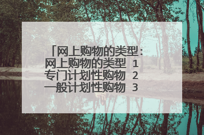 网上购物的类型: 网上购物的类型 1 专门计划性购物 2 一般计划性购物 3 提醒购物 4 完全无计划购物的定义