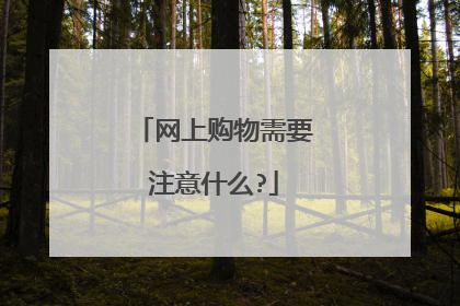 网上购物需要注意什么?