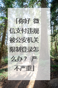 你好 微信支付违规被公安机关限制登录怎么办? 严不严重
