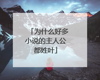 为什么好多小说的主人公都姓叶