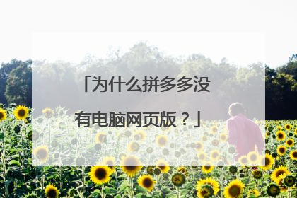 为什么拼多多没有电脑网页版？