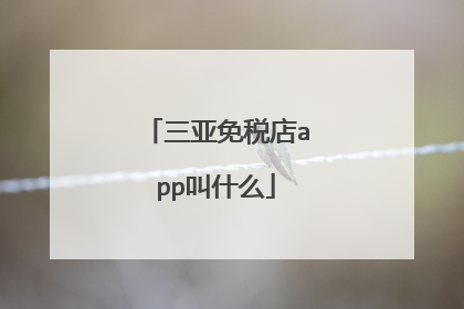 三亚免税店app叫什么