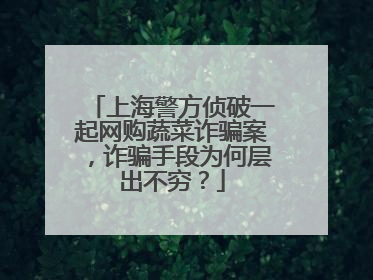 上海警方侦破一起网购蔬菜诈骗案,诈骗手段为何层出不穷?