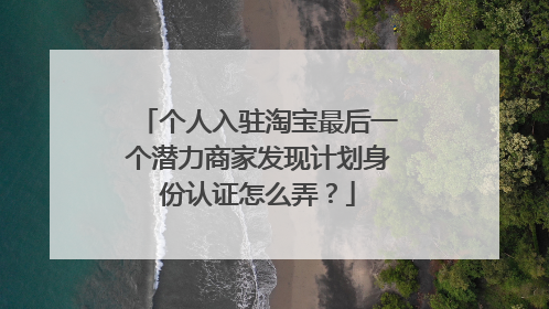 个人入驻淘宝最后一个潜力商家发现计划身份认证怎么弄?