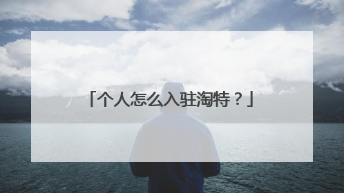 个人怎么入驻淘特？
