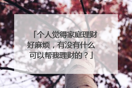 个人觉得家庭理财好麻烦,有没有什么可以帮我理财的?