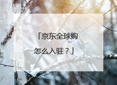 京东全球购怎么入驻?