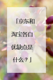 京东和淘宝各自优缺点是什么?