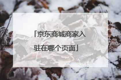 京东商城商家入驻在哪个页面