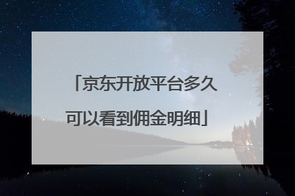 京东开放平台多久可以看到佣金明细