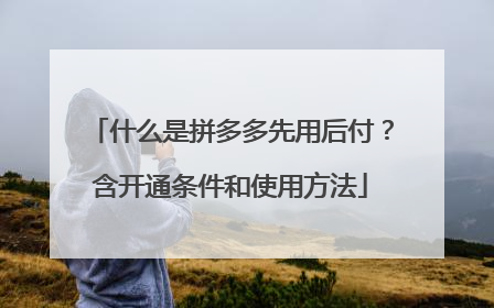 什么是拼多多先用后付?含开通条件和使用方法