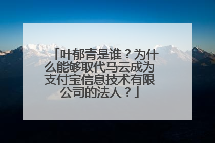 叶郁青是谁?为什么能够取代马云成为支付宝信息技术有限公司的法人?