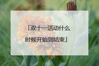 双十一活动什么时候开始到结束