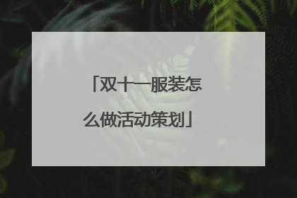 双十一服装怎么做活动策划