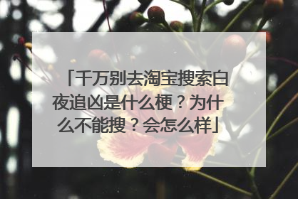 千万别去淘宝搜索白夜追凶是什么梗?为什么不能搜?会怎么样