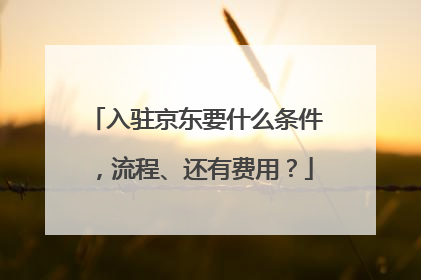 入驻京东要什么条件,流程、还有费用?