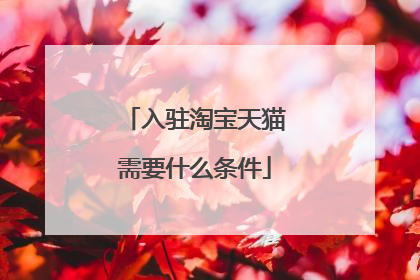 入驻淘宝天猫需要什么条件