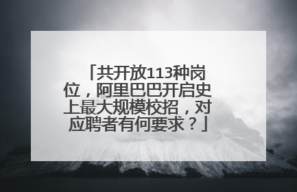 共开放113种岗位，阿里巴巴开启史上最大规模校招，对应聘者有何要求？