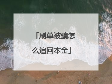 刷单被骗怎么追回本金