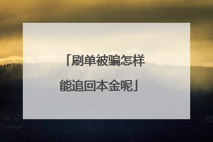 刷单被骗怎样能追回本金呢