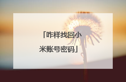 咋样找回小米账号密码