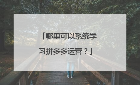 哪里可以系统学习拼多多运营?