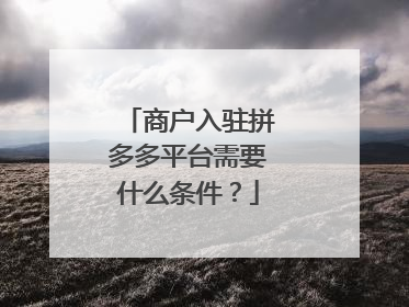 商户入驻拼多多平台需要什么条件?