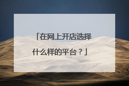 在网上开店选择什么样的平台?
