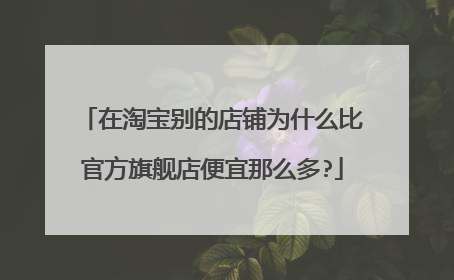 在淘宝别的店铺为什么比官方旗舰店便宜那么多?