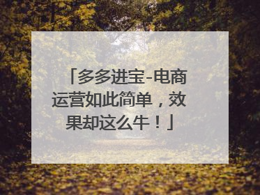 多多进宝-电商运营如此简单,效果却这么牛!