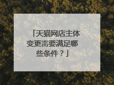 天猫网店主体变更需要满足哪些条件?