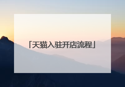 天猫入驻开店流程