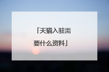 天猫入驻需要什么资料