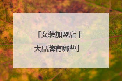 女装加盟店十大品牌有哪些