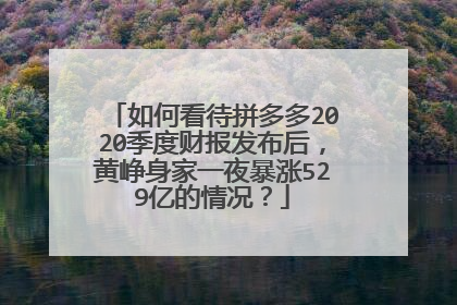 如何看待拼多多2020季度财报发布后,黄峥身家一夜暴涨529亿的情况?