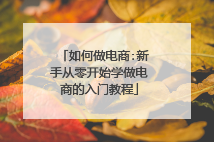 如何做电商:新手从零开始学做电商的入门教程