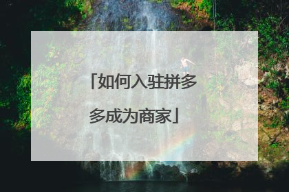如何入驻拼多多成为商家