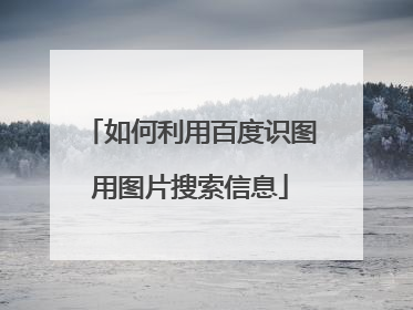 如何利用百度识图用图片搜索信息