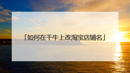 如何在千牛上改淘宝店铺名