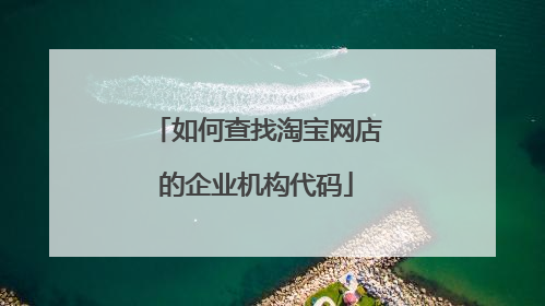 如何查找淘宝网店的企业机构代码