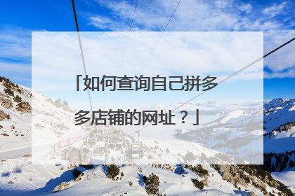 如何查询自己拼多多店铺的网址？