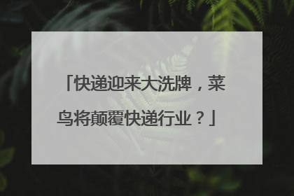快递迎来大洗牌,菜鸟将颠覆快递行业?