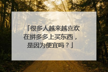 很多人越来越喜欢在拼多多上买东西,是因为便宜吗?
