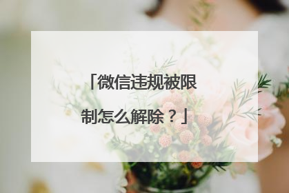 微信违规被限制怎么解除？